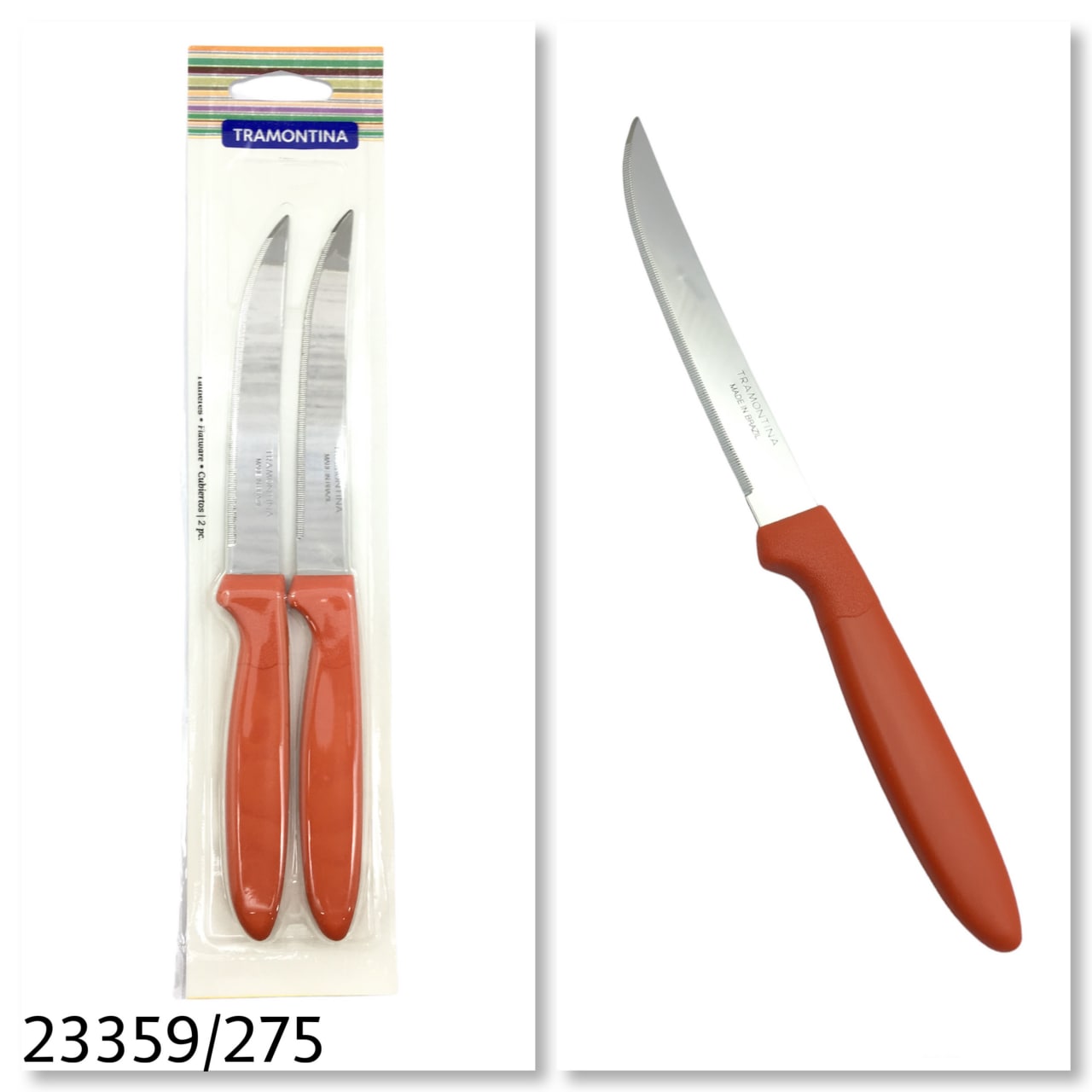 چاقو 2 عددی تیغه اره ای ترامونتینا برزیل 23359/245